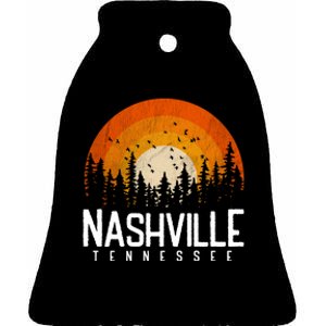 Nashville Tennessee Retro Style 80s Ceramic Bell Ornament