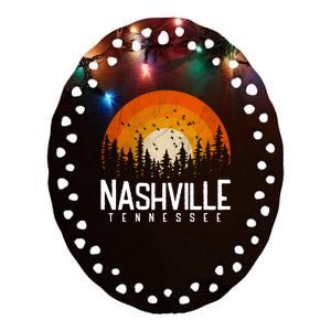 Nashville Tennessee Retro Style 80s Ceramic Oval Ornament