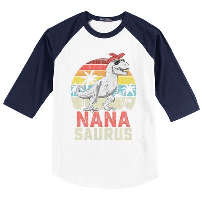 Nanasaurus T Rex Dinosaur Nana Saurus MotherS Family Baseball Sleeve Shirt