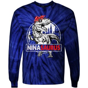 Ninasaurus T Rex Dinosaur Nina Saurus Mother's Day Tie-Dye Long Sleeve Shirt