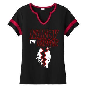 Nancy The Ripper Ripped Trump Speech Manifesto Of Mistruths Ladies Halftime Notch Neck Tee