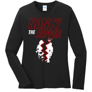 Nancy The Ripper Ripped Trump Speech Manifesto Of Mistruths Ladies Long Sleeve Shirt