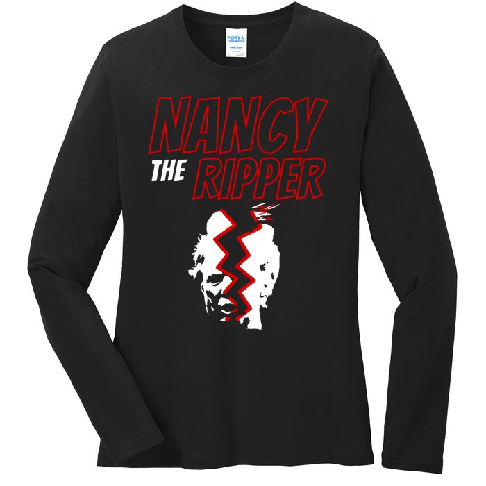 Nancy The Ripper Ripped Trump Speech Manifesto Of Mistruths Ladies Long Sleeve Shirt