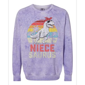 Niecesaurus T Rex Dinosaur Niece Saurus MotherS Family Colorblast Crewneck Sweatshirt