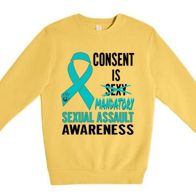 Nn Teal Ribbon Sexual Assault Awareness Costume Warrior Gift Premium Crewneck Sweatshirt