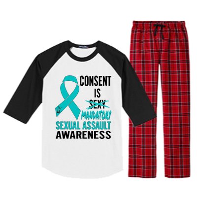 Nn Teal Ribbon Sexual Assault Awareness Costume Warrior Gift Raglan Sleeve Pajama Set