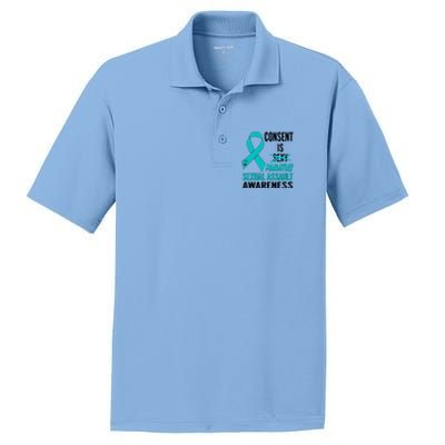 Nn Teal Ribbon Sexual Assault Awareness Costume Warrior Gift PosiCharge RacerMesh Polo