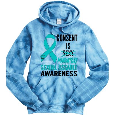 Nn Teal Ribbon Sexual Assault Awareness Costume Warrior Gift Tie Dye Hoodie