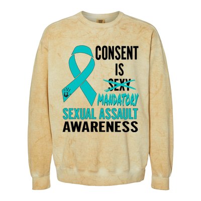 Nn Teal Ribbon Sexual Assault Awareness Costume Warrior Gift Colorblast Crewneck Sweatshirt