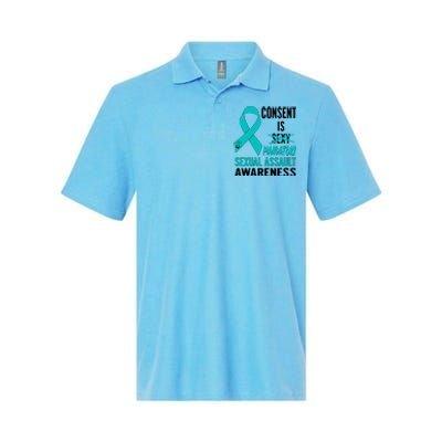 Nn Teal Ribbon Sexual Assault Awareness Costume Warrior Gift Softstyle Adult Sport Polo