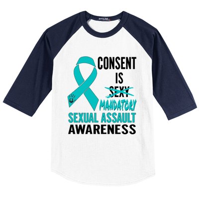 Nn Teal Ribbon Sexual Assault Awareness Costume Warrior Gift Baseball Sleeve Shirt