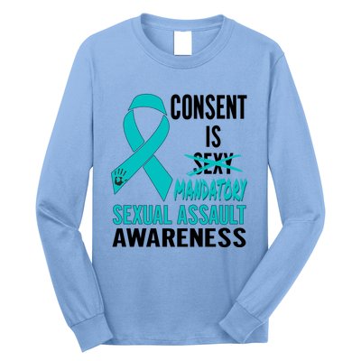 Nn Teal Ribbon Sexual Assault Awareness Costume Warrior Gift Long Sleeve Shirt