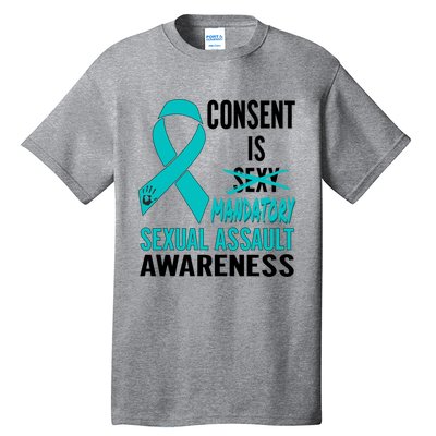 Nn Teal Ribbon Sexual Assault Awareness Costume Warrior Gift Tall T-Shirt