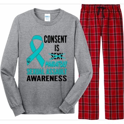 Nn Teal Ribbon Sexual Assault Awareness Costume Warrior Gift Long Sleeve Pajama Set