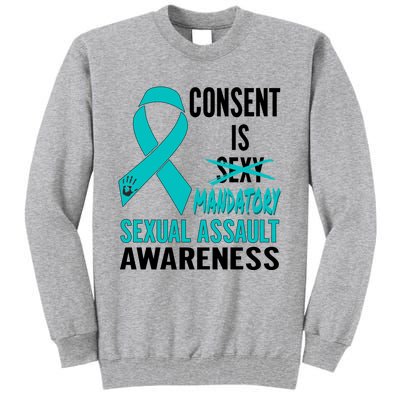 Nn Teal Ribbon Sexual Assault Awareness Costume Warrior Gift Tall Sweatshirt