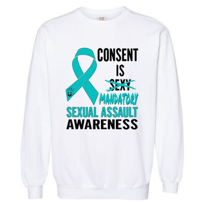 Nn Teal Ribbon Sexual Assault Awareness Costume Warrior Gift Garment-Dyed Sweatshirt