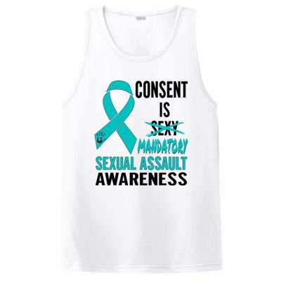 Nn Teal Ribbon Sexual Assault Awareness Costume Warrior Gift PosiCharge Competitor Tank