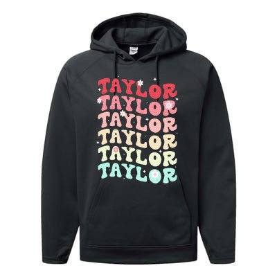 Name T.AYLOR  Retro Groovy 80's 70's Colourful Performance Fleece Hoodie