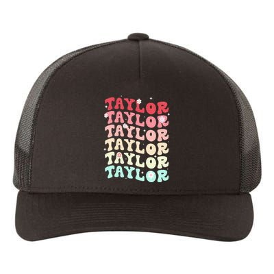 Name T.AYLOR  Retro Groovy 80's 70's Colourful Yupoong Adult 5-Panel Trucker Hat