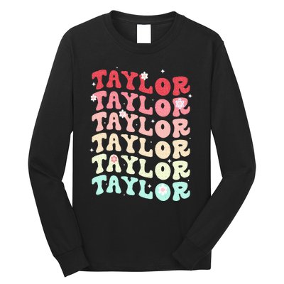 Name T.AYLOR  Retro Groovy 80's 70's Colourful Long Sleeve Shirt