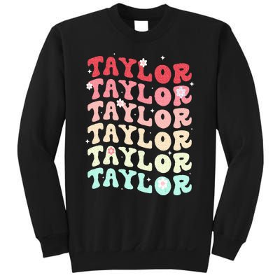 Name T.AYLOR  Retro Groovy 80's 70's Colourful Sweatshirt