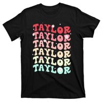 Name T.AYLOR  Retro Groovy 80's 70's Colourful T-Shirt