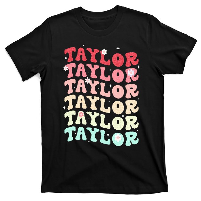 Name T.AYLOR  Retro Groovy 80's 70's Colourful T-Shirt