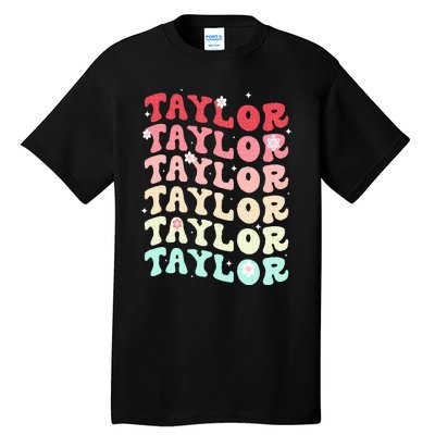 Name T.AYLOR  Retro Groovy 80's 70's Colourful Tall T-Shirt