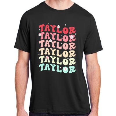 Name T.AYLOR  Retro Groovy 80's 70's Colourful Adult ChromaSoft Performance T-Shirt