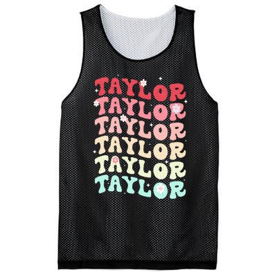 Name T.AYLOR  Retro Groovy 80's 70's Colourful Mesh Reversible Basketball Jersey Tank