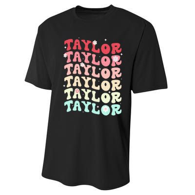 Name T.AYLOR  Retro Groovy 80's 70's Colourful Performance Sprint T-Shirt