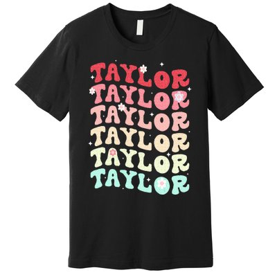 Name T.AYLOR  Retro Groovy 80's 70's Colourful Premium T-Shirt