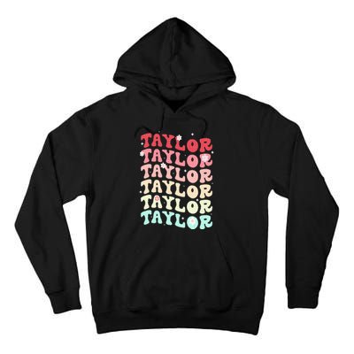 Name T.AYLOR  Retro Groovy 80's 70's Colourful Tall Hoodie