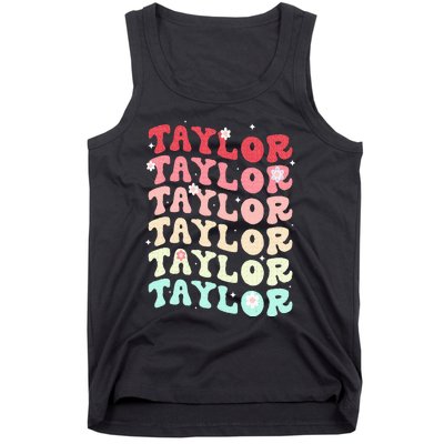 Name T.AYLOR  Retro Groovy 80's 70's Colourful Tank Top