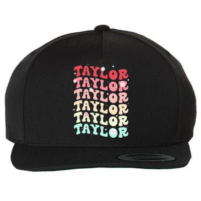 Name T.AYLOR  Retro Groovy 80's 70's Colourful Wool Snapback Cap