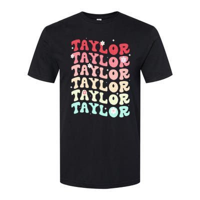 Name T.AYLOR  Retro Groovy 80's 70's Colourful Softstyle CVC T-Shirt