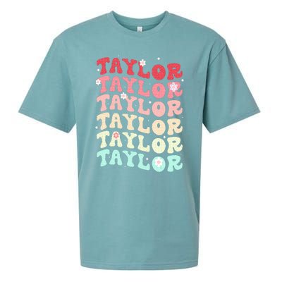 Name T.AYLOR  Retro Groovy 80's 70's Colourful Sueded Cloud Jersey T-Shirt