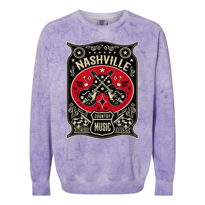 Nashville Tennessee Retro Country Music Vintage Colorblast Crewneck Sweatshirt