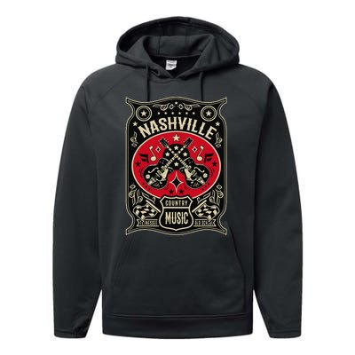 Nashville Tennessee Retro Country Music Vintage Performance Fleece Hoodie