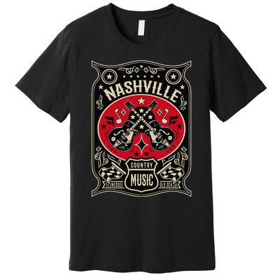 Nashville Tennessee Retro Country Music Vintage Premium T-Shirt