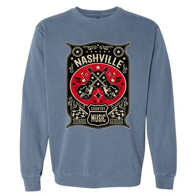 Nashville Tennessee Retro Country Music Vintage Garment-Dyed Sweatshirt