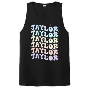 Name T.AYLOR Retro Groovy 80's 70's Colourful PosiCharge Competitor Tank