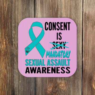 Nn Teal Ribbon Sexual Assault Awareness Costume Warrior Gift Coaster