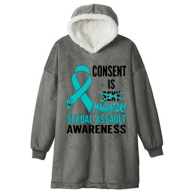 Nn Teal Ribbon Sexual Assault Awareness Costume Warrior Gift Hooded Wearable Blanket