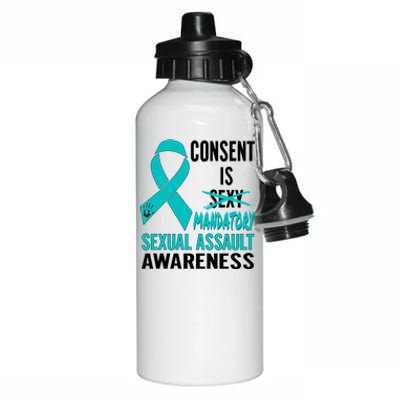 Nn Teal Ribbon Sexual Assault Awareness Costume Warrior Gift Aluminum Water Bottle