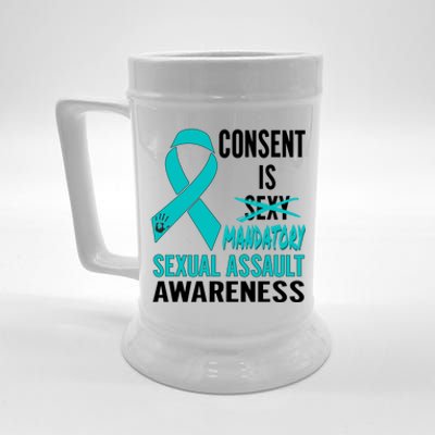 Nn Teal Ribbon Sexual Assault Awareness Costume Warrior Gift Beer Stein