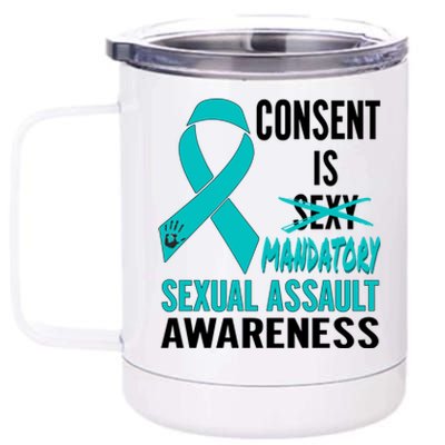 Nn Teal Ribbon Sexual Assault Awareness Costume Warrior Gift 12 oz Stainless Steel Tumbler Cup