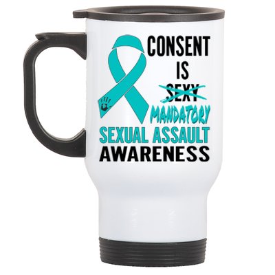 Nn Teal Ribbon Sexual Assault Awareness Costume Warrior Gift Stainless Steel Travel Mug