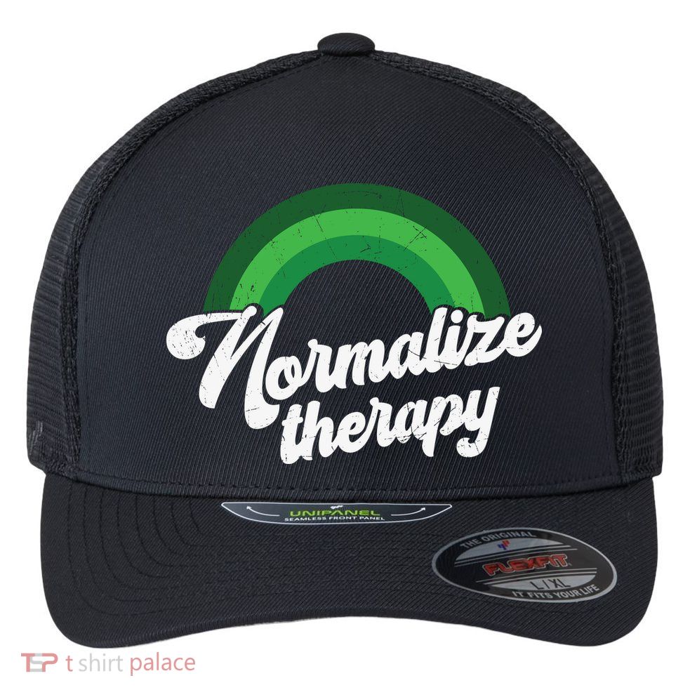 Normalize Therapy Rainbow Mental Health Matters Flexfit Unipanel Trucker Cap