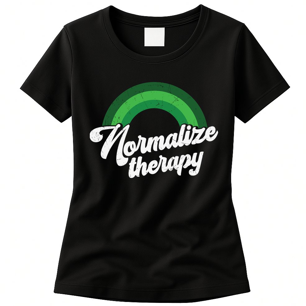 Normalize Therapy Rainbow Mental Health Matters Womens T-Shirt